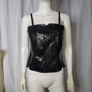 Highway Sport Tank Top Womens Medium Faux Leather Snake Print Zip Back 2000s